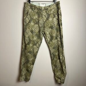 Parish Nation Cargo Pants Men's 36 Safari Animal Print 100% Cotton Green Y2K
